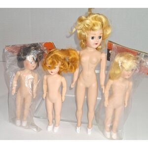 Vintage Grant Plastics Adorable Dress Me Dolls Lot of 4 Hard Plastic Sleep Eyes